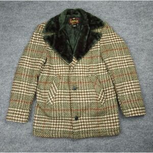 Vintage Campus Jacket Mens 36 Plaid Lined Button Pimp 70's 80's Heavy